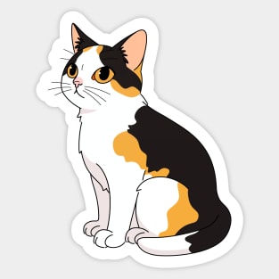 Cute Calico Cat Art Sticker